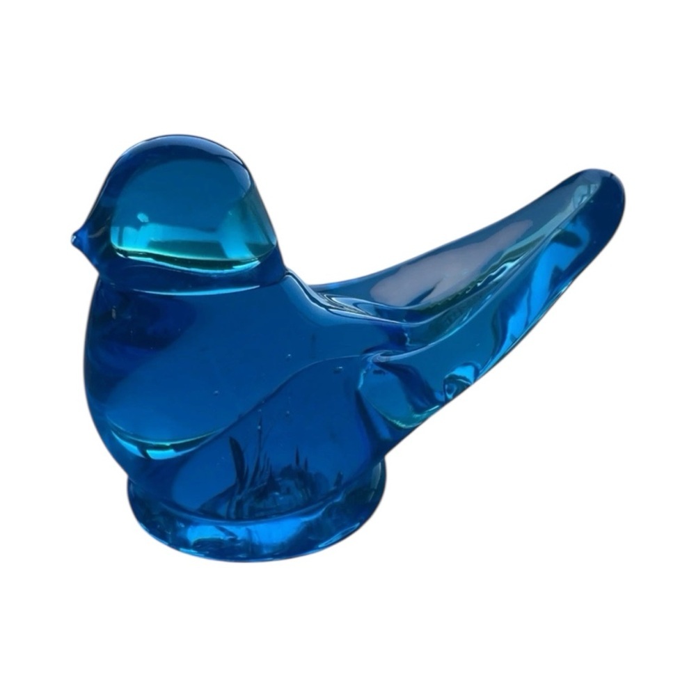 Vtg Blue Bird of Happiness Glass Figurine Hand Blown Ron Ray Signed 1989 2.5" - Picture 2 of 6
